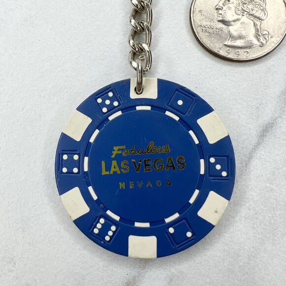 Las Vegas Nevada Poker Chip Casino Souvenir Keychain Keyring - Picture 3 of 7